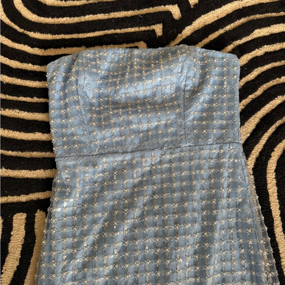 Perfectly Luxurious Light Blue Pearl Strapless Maxi Dress - Picture 5 of 5